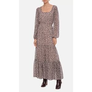 BAGATELLE COLLECTION WOMENS SIZE 6 FLORAL PRINT TIERED MAXI DRESS BEIGE BLUE NEW